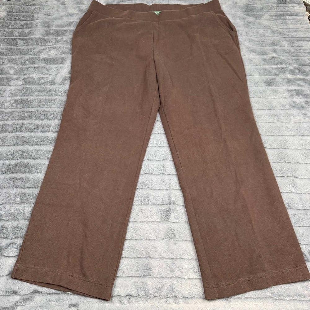 Lauren Ralph Lauren Brown Cotton Blend Knit Pull On Straight Leg Pants Womens 3X